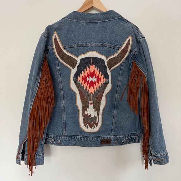 Levi's Jackets & Blazers - Pink & Silver/Levi’s Hand Beaded Denim Jacket size L